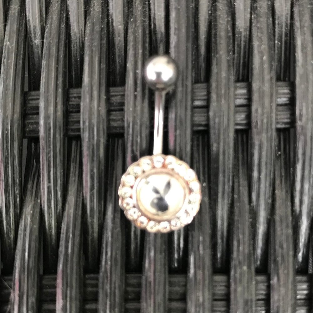 playboy crystal logo belly button navel ring